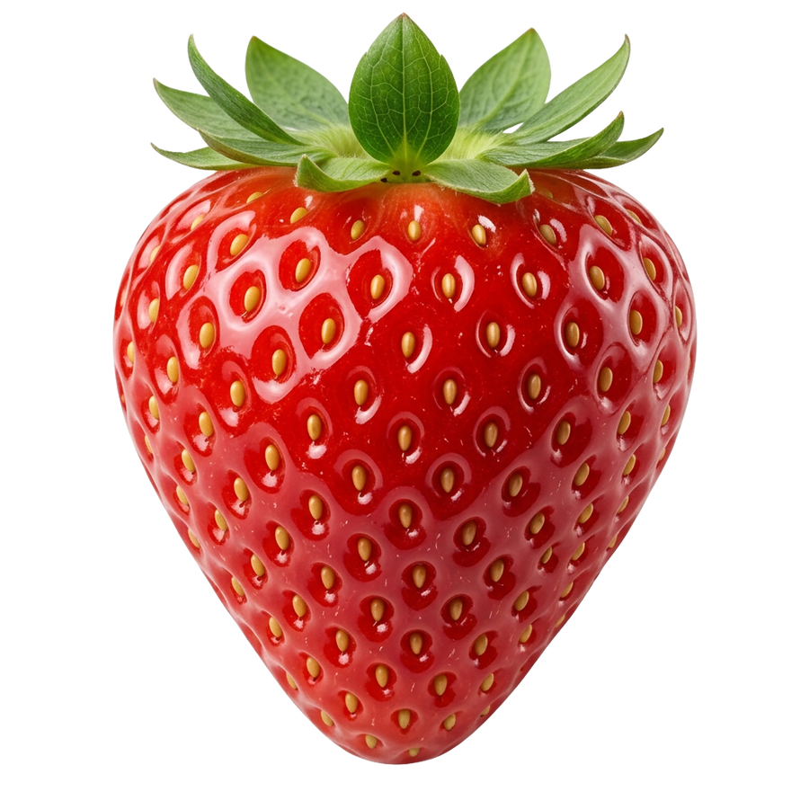 Glossy fresh whole strawberry